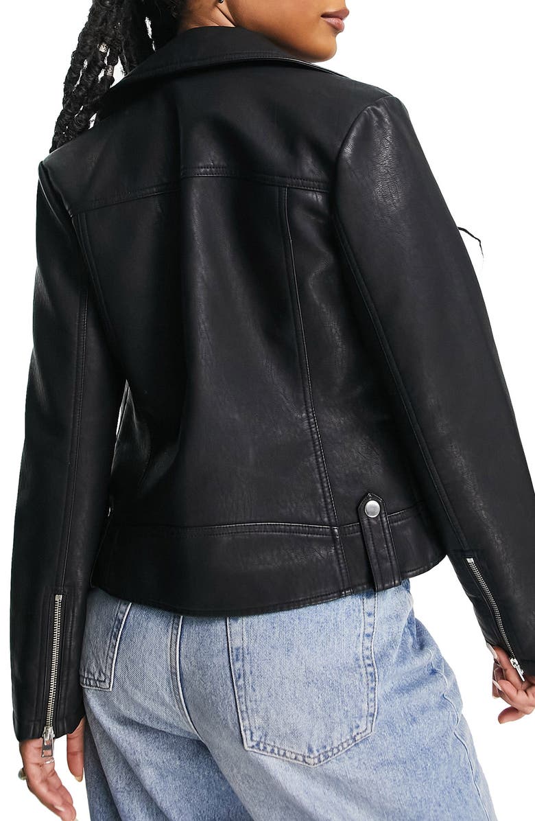Faux Leather Biker Jacket - Versatile Jackets