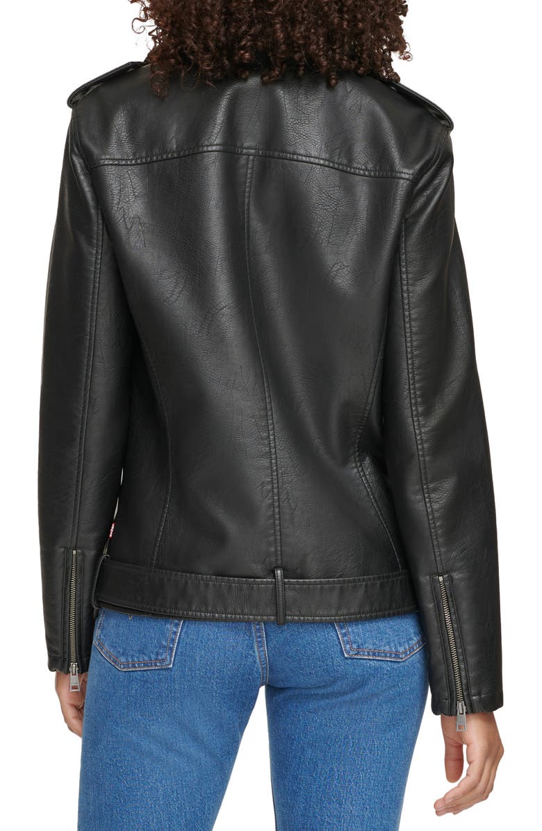 Longline Belted Faux Leather Moto Jacket - Versatile Jackets