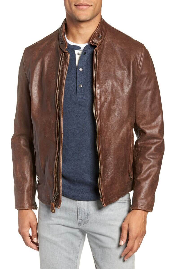 Café Racer Hand Vintaged Cowhide Leather Jacket - Versatile Jackets