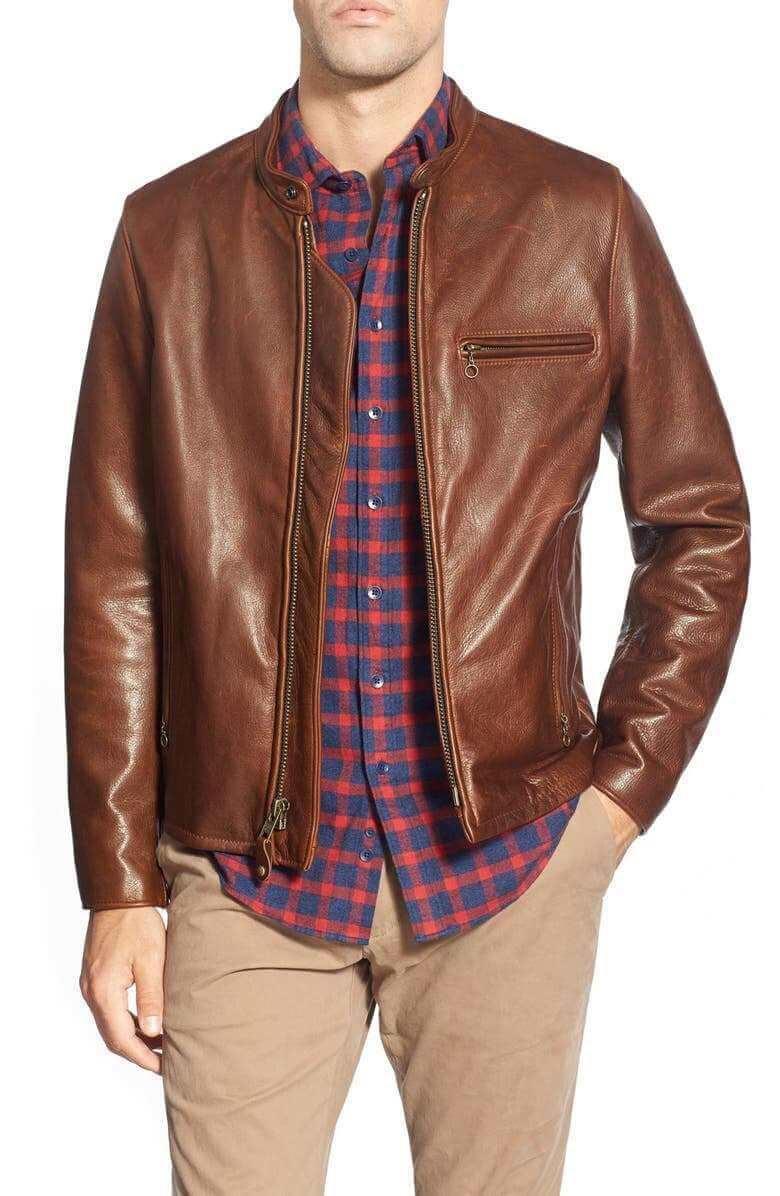 Café Racer Oil Tanned Cowhide Leather Moto Jacket - Versatile Jackets