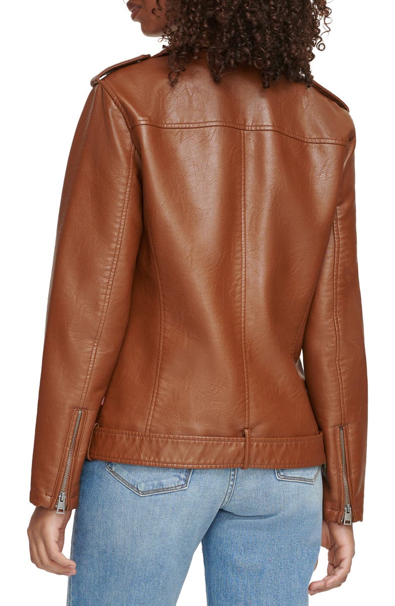Longline Belted Faux Leather Moto Jacket - Versatile Jackets