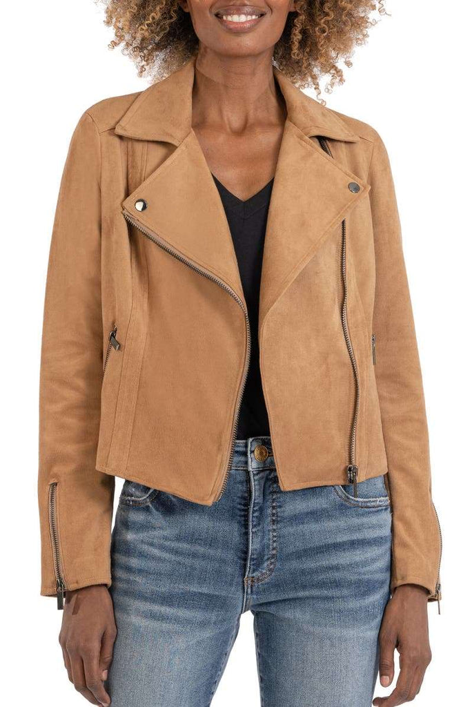 Edith Faux Suede Moto Jacket - Versatile Jackets