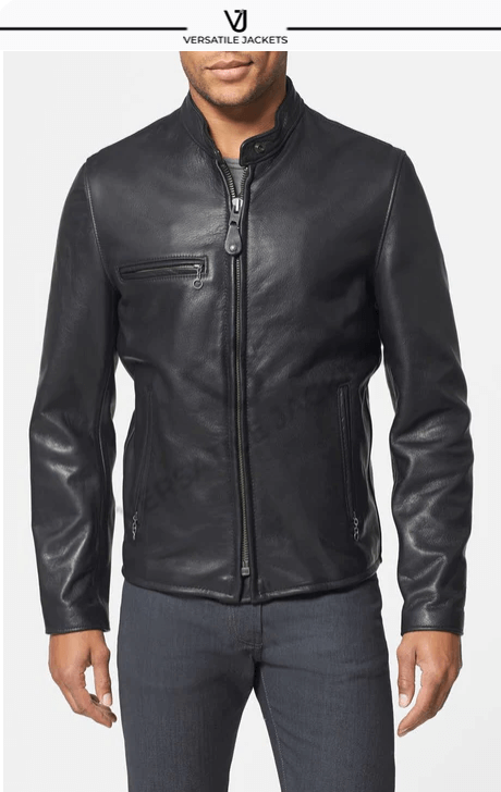 Café Racer Oil Tanned Cowhide Leather Moto Jacket - Versatile Jackets