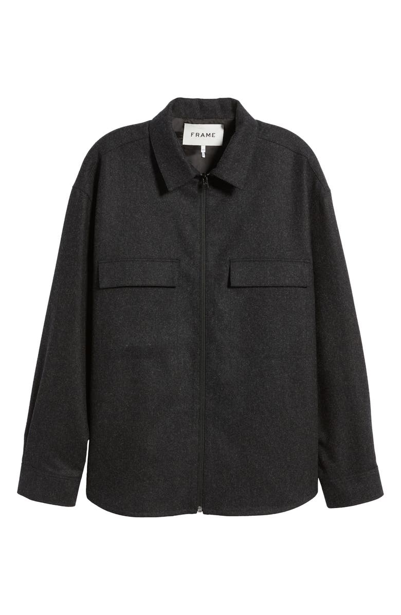 Virgin Wool Blend Flannel Zip Shirt Jacket - Versatile Jackets