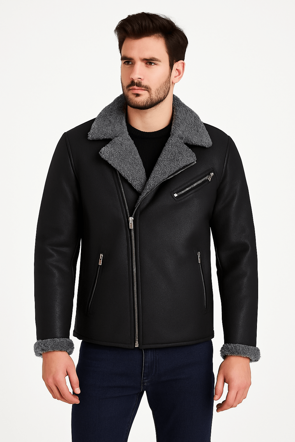Black Sheepskin Pilot Jacket