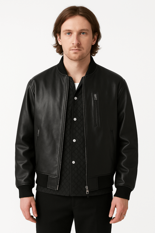 Oversized Leather Bomber Jacket