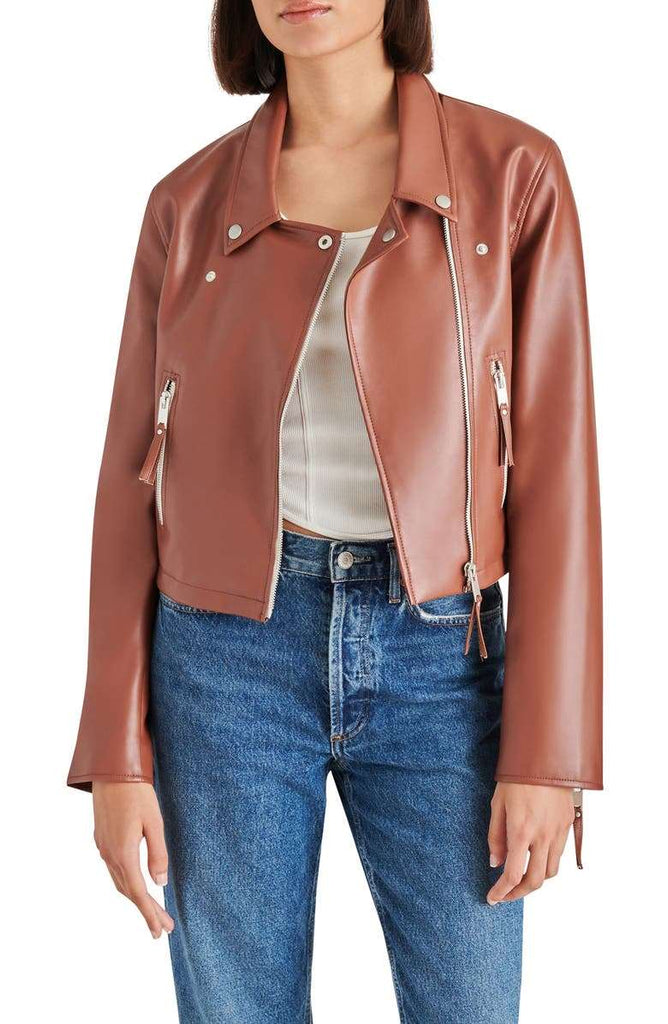 Vinka Faux Leather Moto Jacket - Versatile Jackets