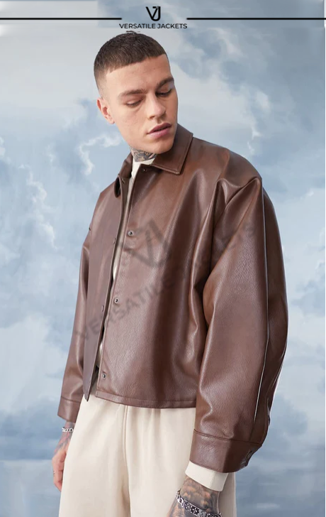Crop Faux Leather Jacket - Versatile Jackets