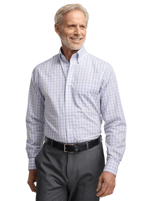 Wrinkle-Free Plaid Cotton Dress Shirt