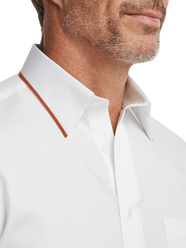 Stretch Solid Shirt with Modern Contrast Trim