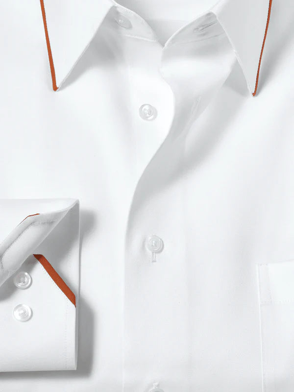 Stretch Solid Shirt with Contrast Trim