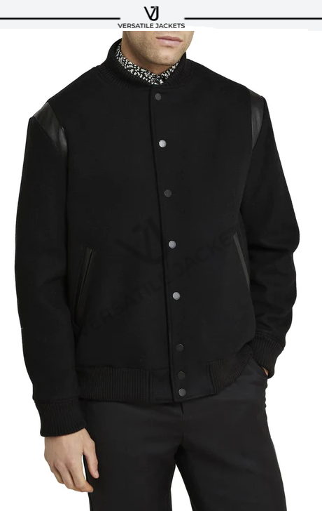 Dacre Varsity Leather Trim Wool Blend Bomber Jacket - Versatile Jackets