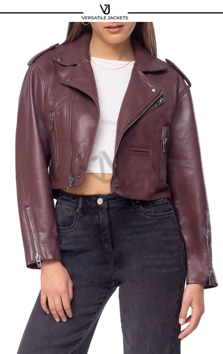 Faux Leather Crop Moto Jacket - Versatile Jackets