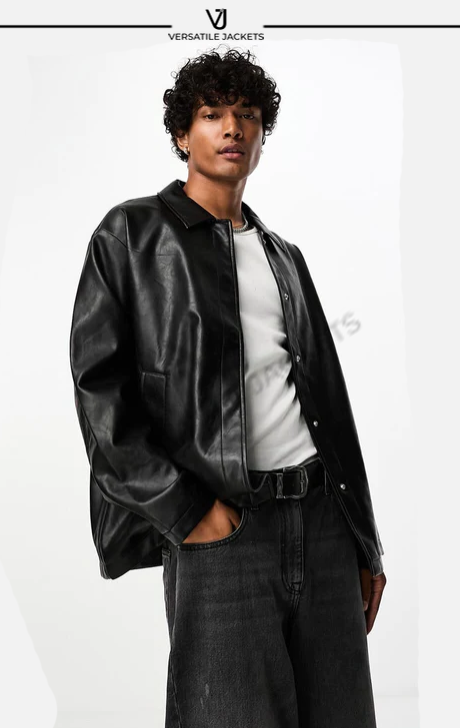 Faux Leather Shacket - Versatile Jackets