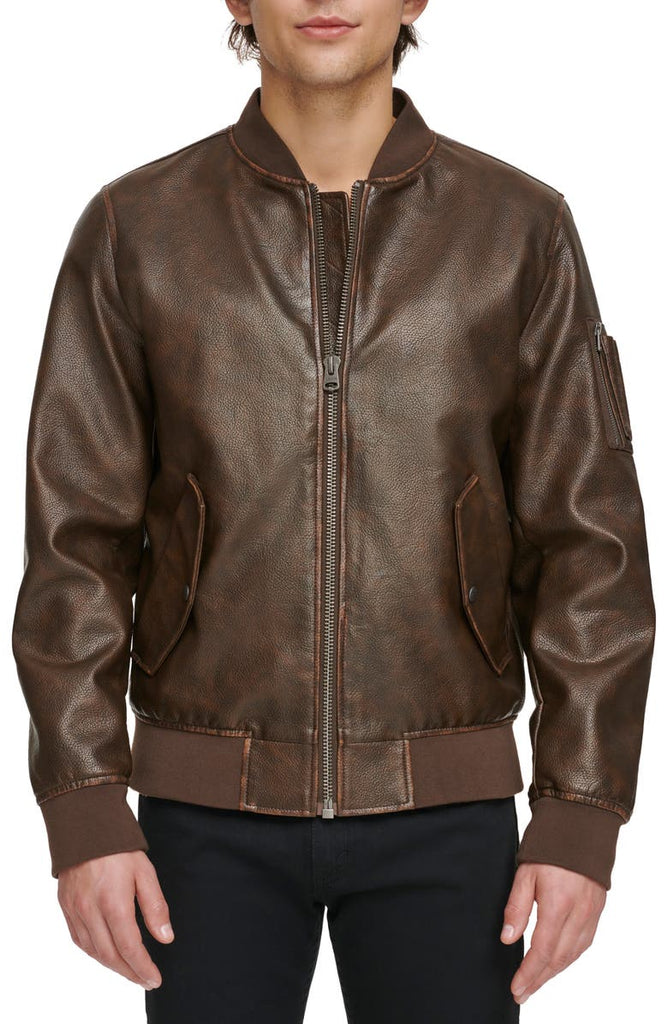 Varsity Faux Leather Bomber Jacket - Versatile Jackets