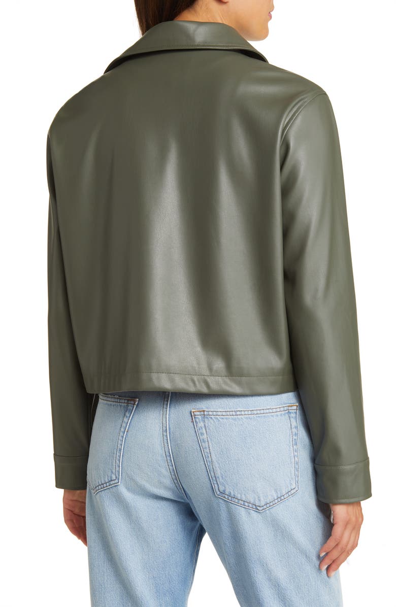 Faux Leather Crop Shirt Jacket - Versatile Jackets