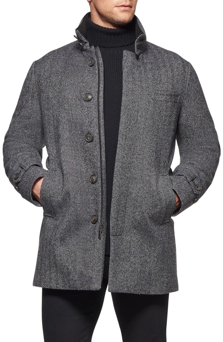 Waterproof Herringbone Wool Blend Car Coat - Versatile Jackets