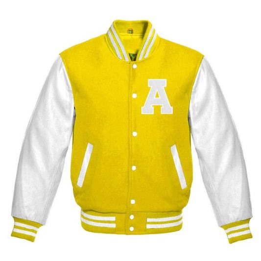 LETTER A LETTERMAN JACKET in YELLOW/WHITE - Versatile Jackets