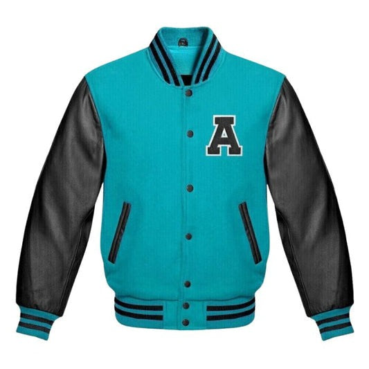 LETTER A VARSITY JACKET in LIGHT BLUE/BLACK - Versatile Jackets