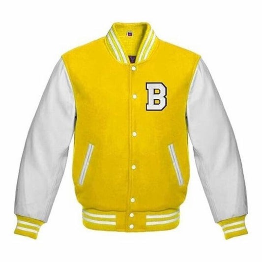 LETTER B VARSITY JACKET in YELLOW/WHITE - Versatile Jackets