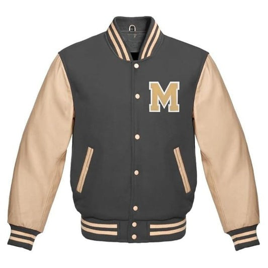 LETTER M VARSITY JACKET in GRAY/CREAM - Versatile Jackets