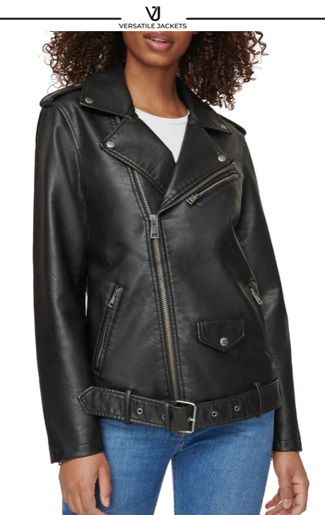 Longline Belted Faux Leather Moto Jacket - Versatile Jackets