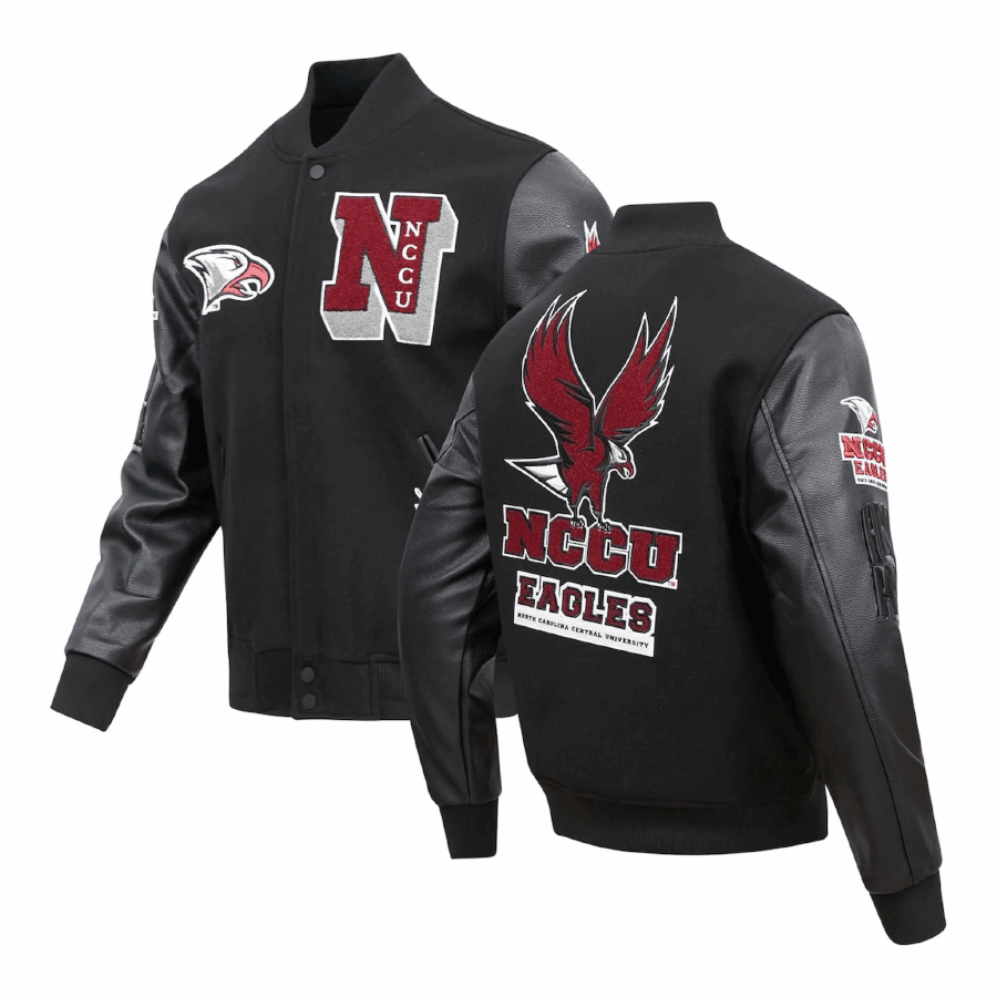 Men's Pro Standard Black North Carolina Central Eagles Classic Wool Full-Zip Varsity Jacket - Black - Versatile Jackets