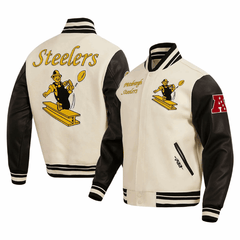 PITTSBURGH STEELERS OLD ENGLISH WOOL VARSITY JACKET (BLACK) – Pro