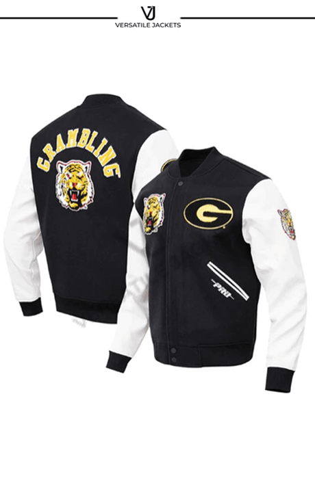 Men's Pro Standard Black Grambling Tigers Classic Wool Full-Zip Varsity Jacket - Black - Versatile Jackets