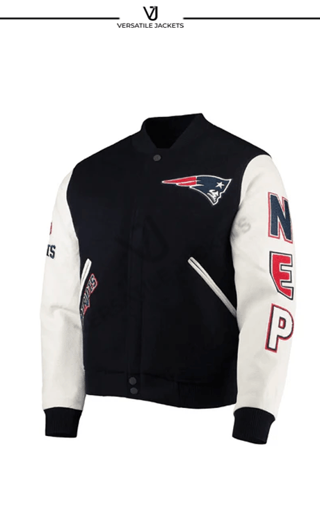 Men's Pro Standard Navy/White New England Patriots Logo Varsity Full-Zip Jacket - Navy - Versatile Jackets