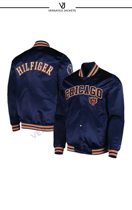 Men's Tommy Hilfiger Navy Chicago Bears Elliot Varsity Full-Snap Jacket - Versatile Jackets