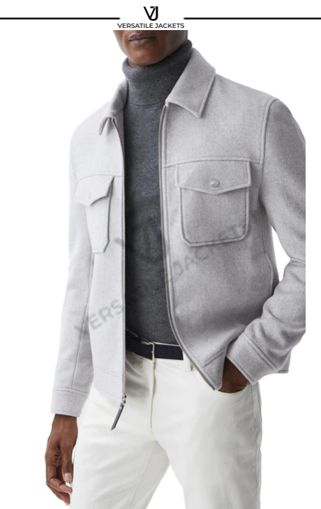 Peridoe Wool Blend Felted Herringbone Jacket - Versatile Jackets