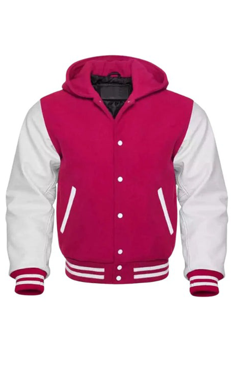 HOT PINK BLIZZARD VARSITY HOODED JACKET - Versatile Jackets