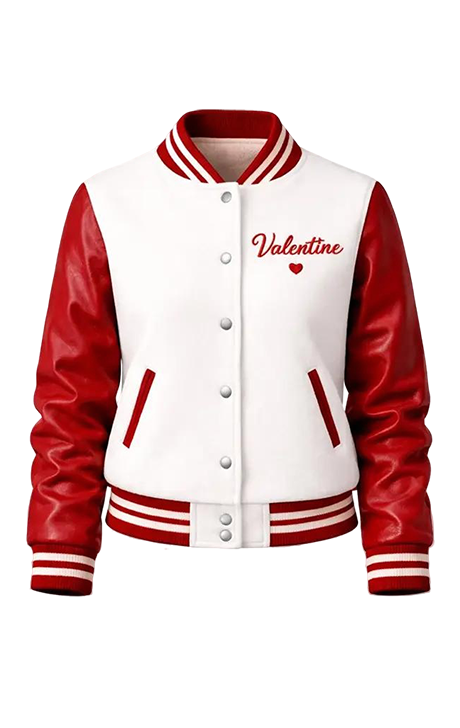 Red & White "Valentine" Classic Varsity Jacket