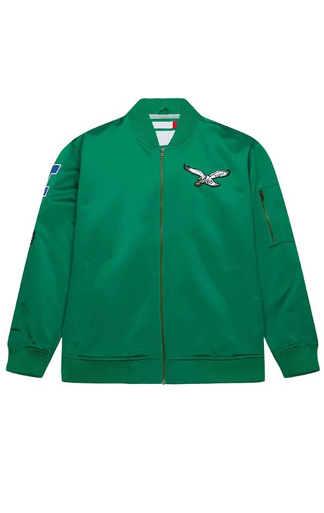 PHILADELPHIA EAGLES VINTAGE LOGO GREEN LIGHTWEIGHT SATIN JACKET - Versatile Jackets