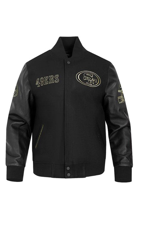 PRO STANDARD BLACK SAN FRANCISCO 49ERS VARSITY JACKET - Versatile Jackets