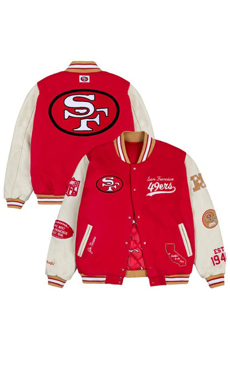 GOLF WANG SCARLET SAN FRANCISCO 49ERS LETTERMAN JACKET - Versatile Jackets