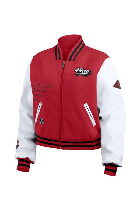 RED & WHITE SAN FRANCISCO 49ERS VARSITY FULL-ZIP JACKET - Versatile Jackets