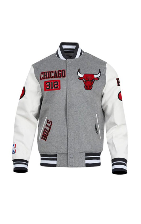 GREY CHICAGO BULLS VARSITY JACKET - Versatile Jackets