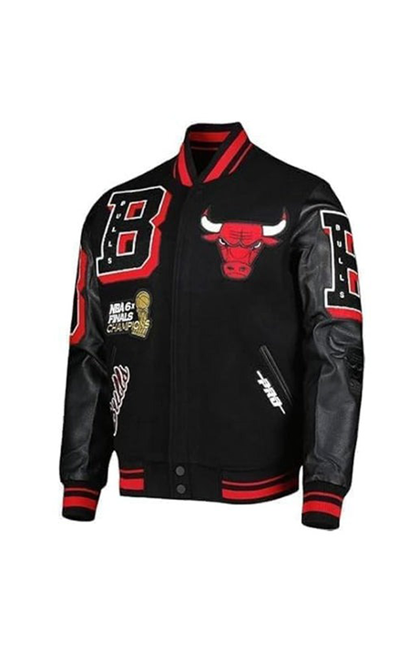 MEN'S CHICAGO BULLS BLACK VARSITY JACKET - Versatile Jackets