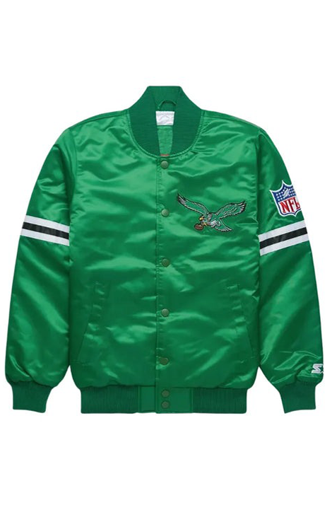 Philadelphia Eagles Striped Satin Jacket - Versatile Jackets