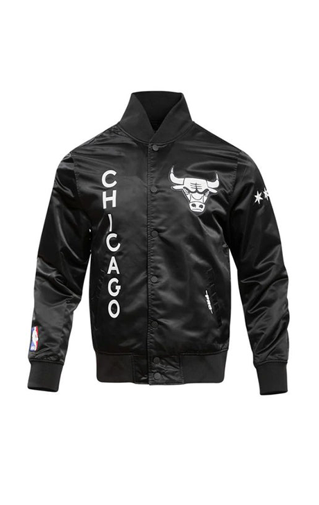 CHICAGO BULLS BLACK SATIN VARSITY JACKET