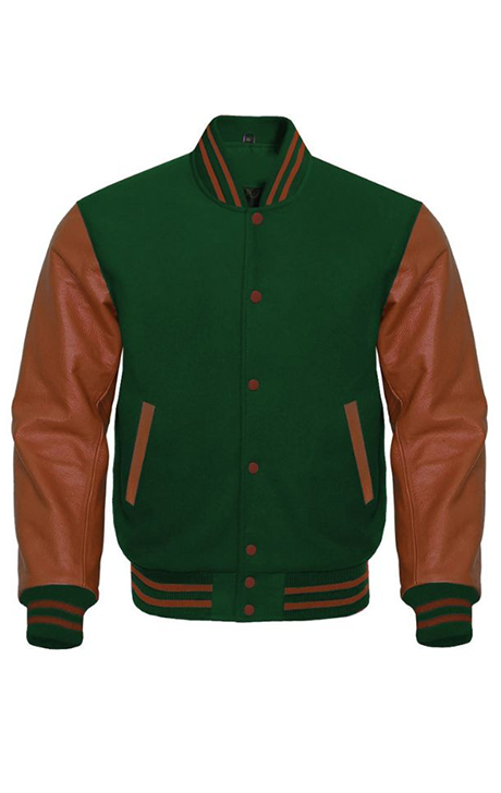 Dark Green and Brown Varsity Jacket