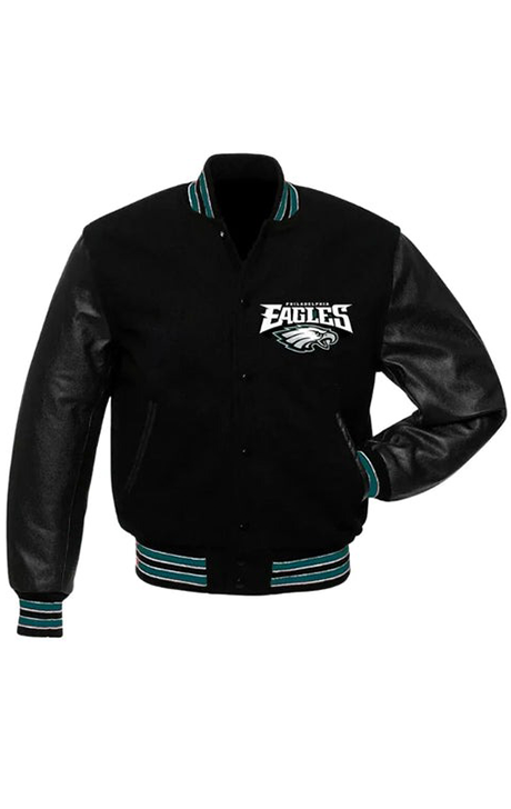 PHILADELPHIA EAGLES BLACK WOOL AND LEATHER JACKET - Versatile Jackets