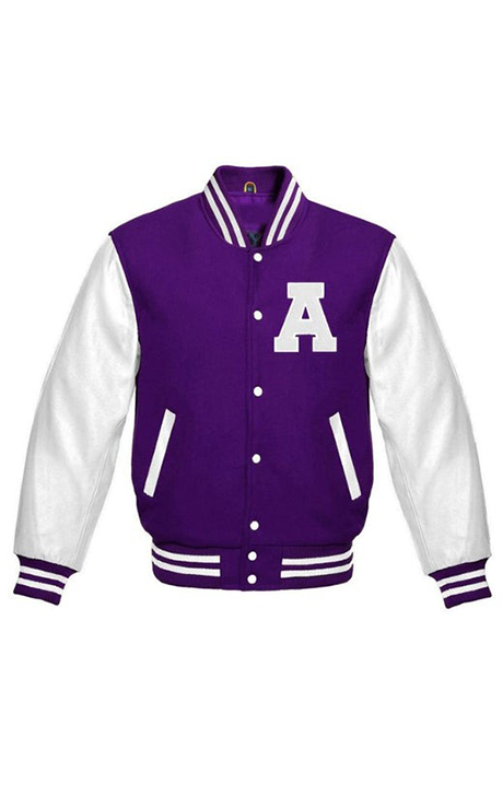 Letter A Letterman Jacket – Purple/White - Versatile Jackets