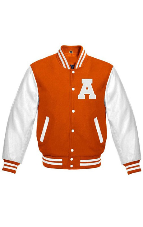 Letter A Letterman Jacket – Orange/White - Versatile Jackets