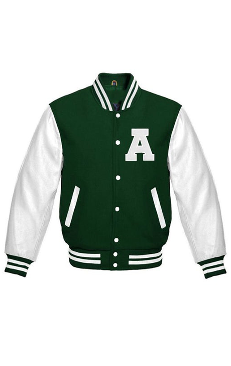 Letter A Letterman Jacket – Forest Green/White - Versatile Jackets