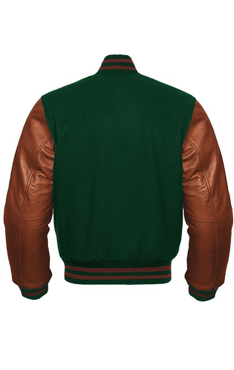 Dark Green and Brown Varsity Jacket - Versatile Jackets