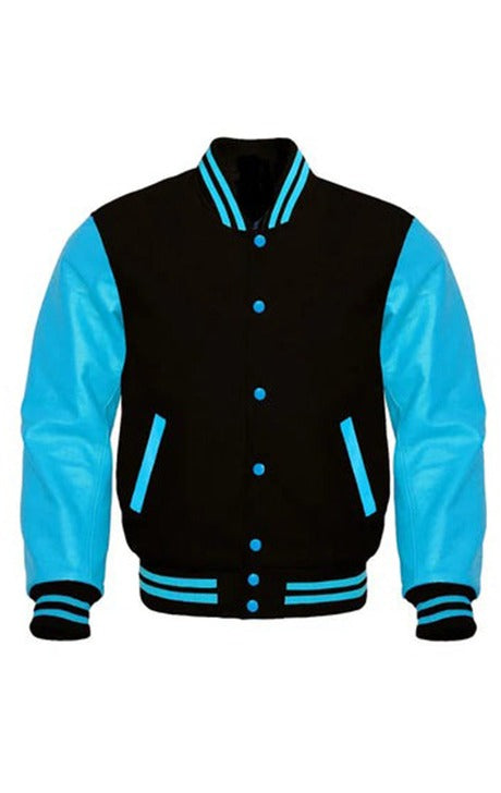 BLACK AND BLUE VARSITY JACKET - Versatile Jackets