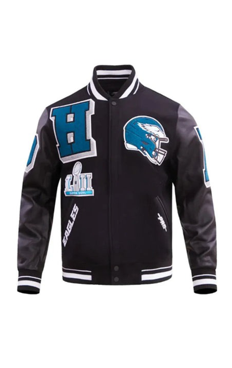 Philadelphia Eagles Mashup Rib Varsity Wool & Leather Jacket - Versatile Jackets